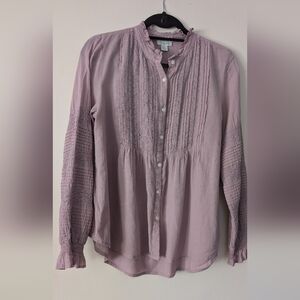 Dusty Rose Lace and Tuck Blouse Sz M